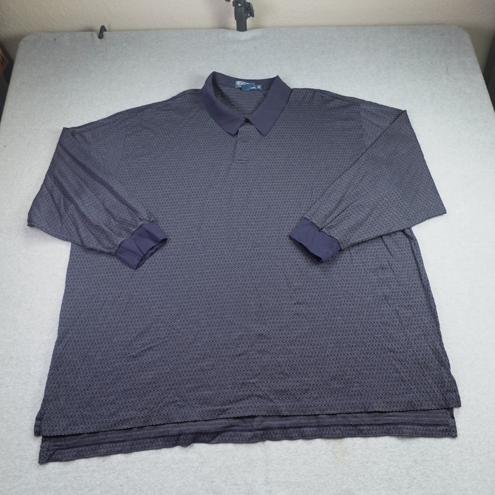 Polo Ralph Lauren Polo Shirt Mens 4X Big Blue Geometric Pima Cotton Long Sleeve